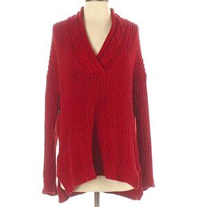 Lauren by Ralph Lauren Red Knit Oversize Sweater S